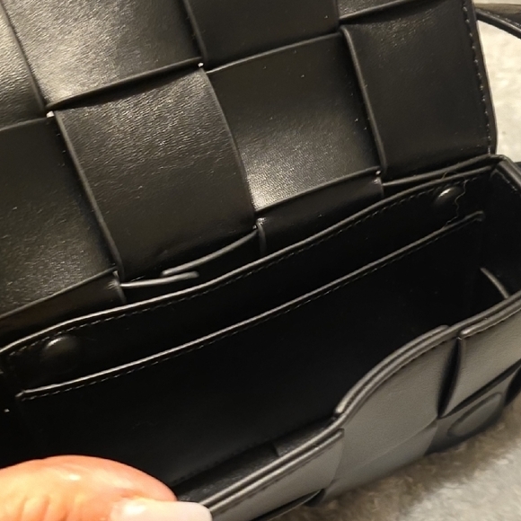 Black Woven Leather Candy Cassette Belt Bag - Picture 3 of 4